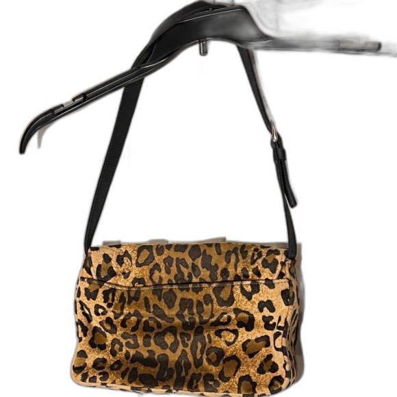 Nine West Cheetah print shoulder bag soft fabric with orange nylon lining 2 pots - Picture 4 of 7